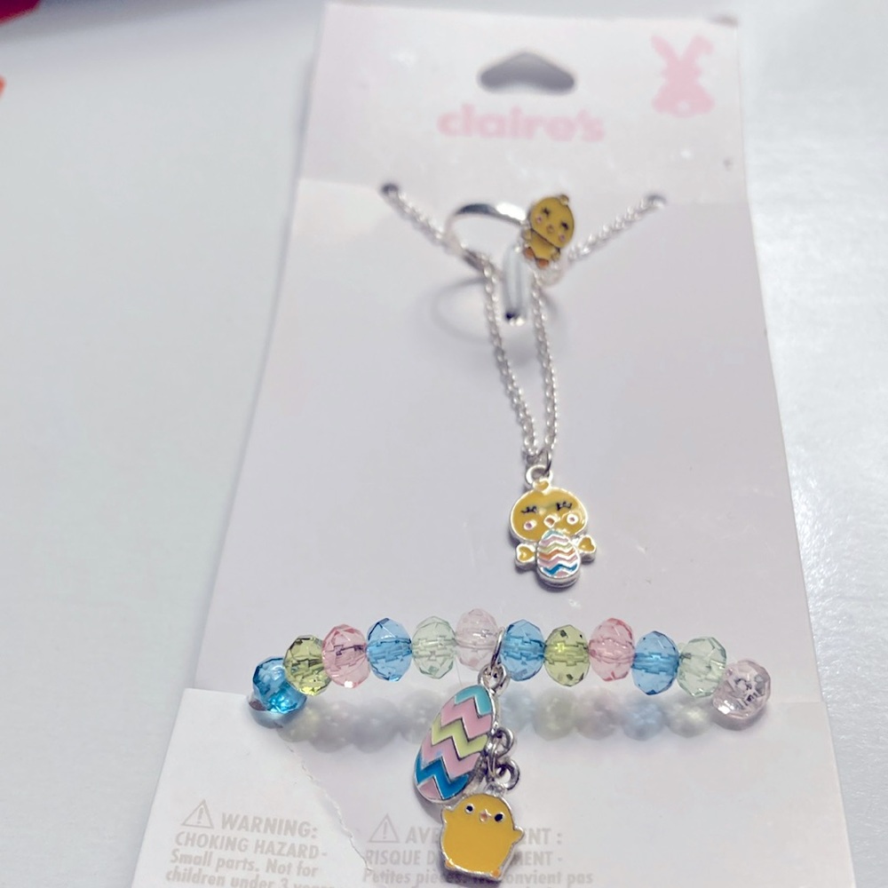 Claire’s Easter Chick silver- tone jewelry set three pieces  for ages 3 to 6